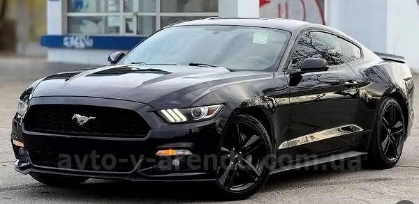 Оренда авто Ford Mustang GT 2.3 чорний кабріолет з водієм. Прокат кабріолета Форд Мустанг GT 2.3 без водія у Києві